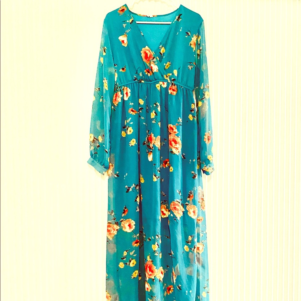 Pink Blush Maternity Dress XL Teal
